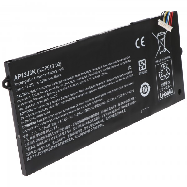Akku passend für ACER Chromebook 11 C720, C740, Li-Polymer, 11,4V, 3920mAh, 44,7Wh 232,7 x 96,5 x 6,0mm