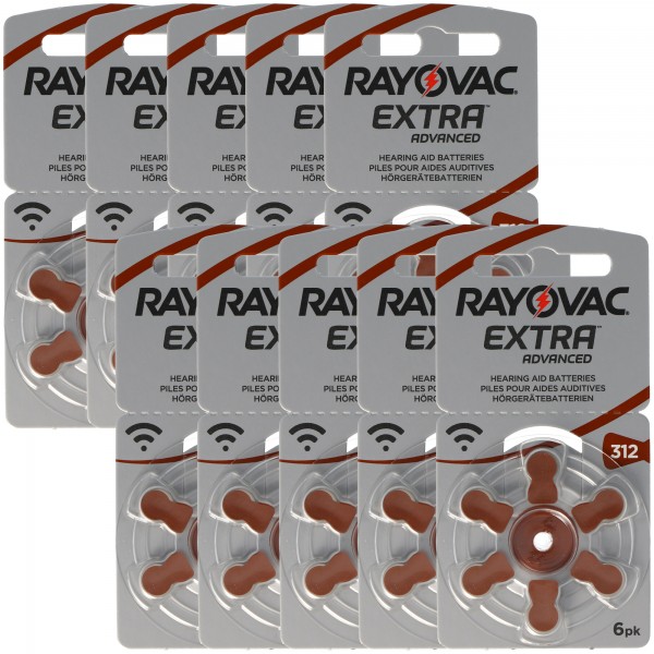 60 Stück Rayovac Hörgerätbatterie Varta HA312, PR41, 4607, Acoustic Special max. 180mAh, 5000252003205