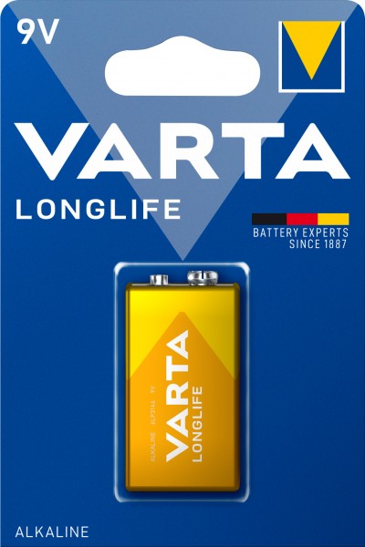 Varta Batterie Alkaline, E-Block, 6LR61, 9V Longlife, Retail Blister (1-Pack)