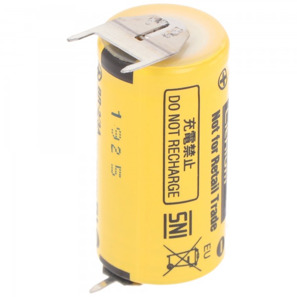 Rastermaß 10mm, Panasonic BR-2/3AE2SPE Lithium Batterie mit Print Kontakt 3,0 Volt