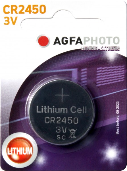 Agfaphoto Batterie Lithium, Knopfzelle, CR2450, 3V Extreme, Retail Blister (1-Pack)