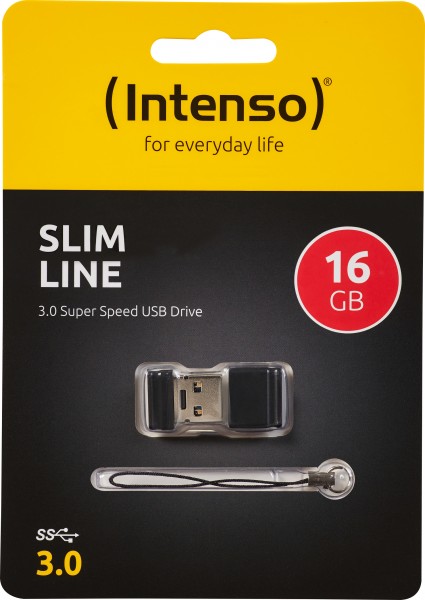 Intenso USB 3.0 Stick 16GB, Slim Line, schwarz Typ-A, (R) 100MB/s, Retail-Blister