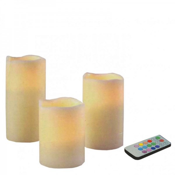 LED Kerzen-Set mit Farbwechsel und Fernbedienung 3-teilig im Set