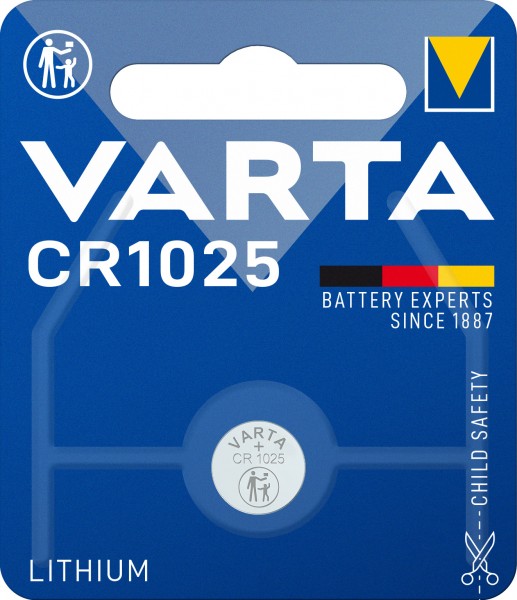 Varta Batterie Lithium, Knopfzelle, CR1025, 3V Electronics, Retail Blister (1-Pack)