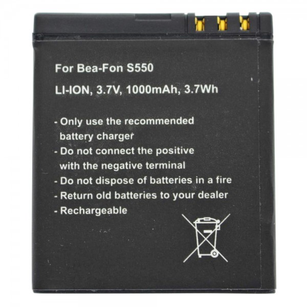 Akku passend für Bea-Fon SL550, Lithium Ionen Akku 3,7 Volt 1000mAh