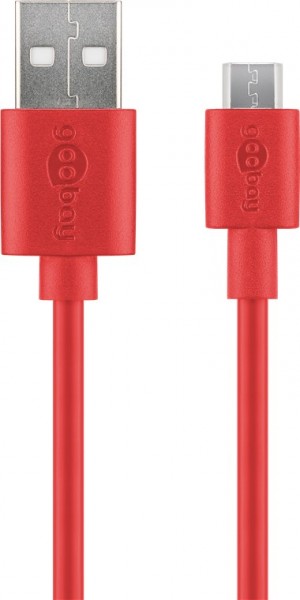 Goobay Micro USB Lade- und Synchronisationskabel - für Android-Geräte; Rot