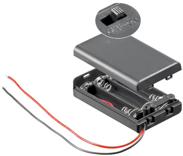 Goobay 3x AAA (Micro) Batteriehalter - lose Kabelenden, schaltbar, wasserabweisend