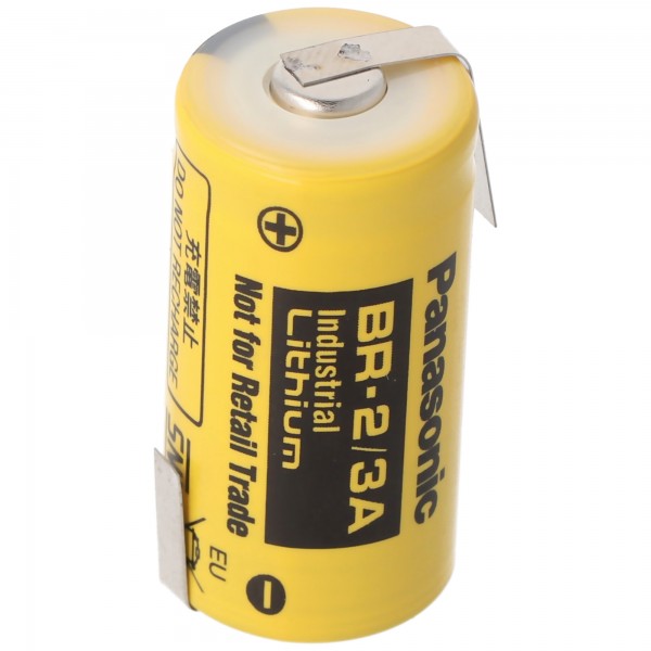 BR-2/3 A Panasonic Lithium Batterie 3,0 Volt mit Lötfahnen in Z-Form