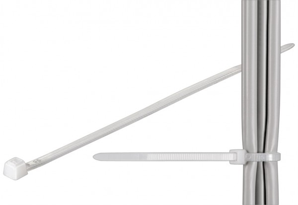 Goobay Kabelbinder, wetterfester Nylon - 2,5 mm breit und 200 mm lang, transparent-weiß