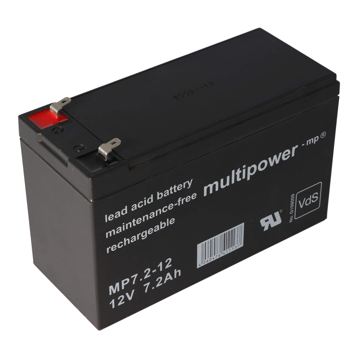 Multipower MP7.2-12 PB Akku 12 Volt 7,2Ah 4,8mm Steckkontakte, mit