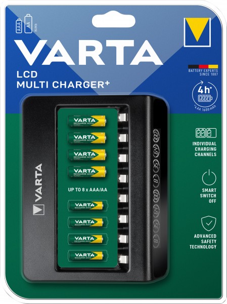 Varta Akku NiMH, Universal Ladegerät, LCD Multi Charger+ ohne Akkus, für AA/AAA, USB