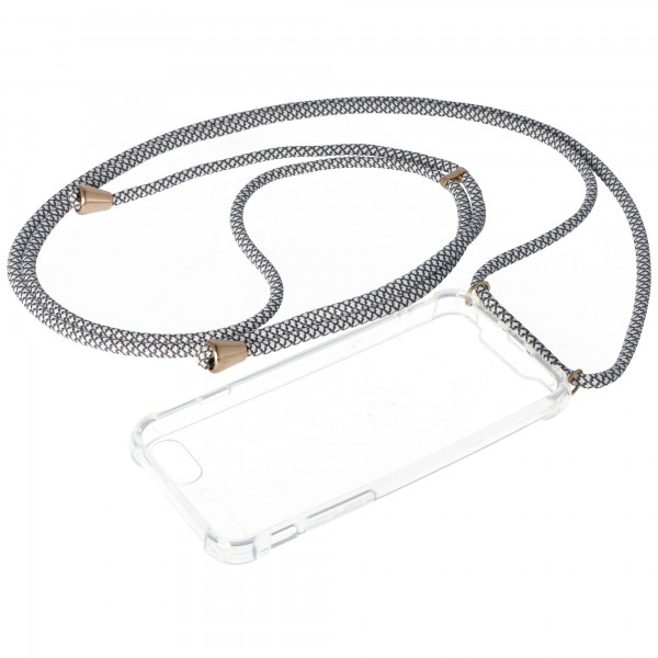 Necklace Case passend für Apple iPhone 7, iPhone 8, Smartphonehülle mit Kordel grau,weiß zum Umhängen