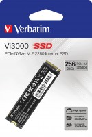 Verbatim SSD 256GB, PCIe 3.0, M.2 2280, NVMe, Vi3000 (R) 3300MB/s, (W) 1300MB/s, Retail