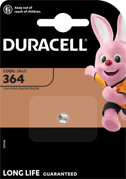 Duracell Batterie Silver Oxide, Knopfzelle, 364, SR60, 1.5V Watch, Retail Blister (1-Pack)