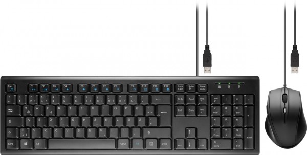 USB Tastatur-Maus-Set, Tastatur und Maus Set, kabelgebunden mit USB-Anschluss, QWERTZ-Tastatur mit deutschem Tastaturlayout