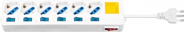 Goobay 6-fach italienische Steckdosenleiste mit eigenen beleuchteten Schaltern für jede Buchse - zum Anschluss von bis zu 6 elektischen Geräten