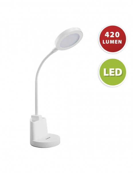 Velamp SWAN2: 7W LED Schreibtischlampe mit Berührungsschalter und Stifthalter. Weiß
