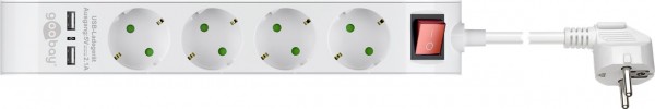 Goobay Steckdosenleiste 4-fach mit Schalter und USB - bis zu 2 USB-Geräte und 4 Elektrogeräte anschließbar