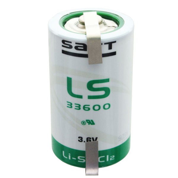 SAFT LS33600 Lithium Batterie 3.6V Primary mit Lötfahne U-Form