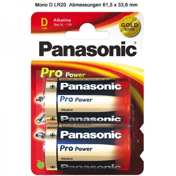 Panasonic LR20 Pro Power Mono Batterie 2er Blister Mono LR20 Size D