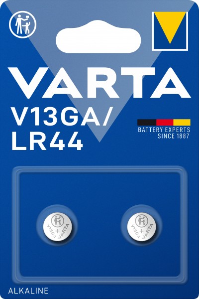 Varta Batterie Alkaline, Knopfzelle, LR44, V13GA, 1.5V Electronics, Retail Blister (2-Pack)