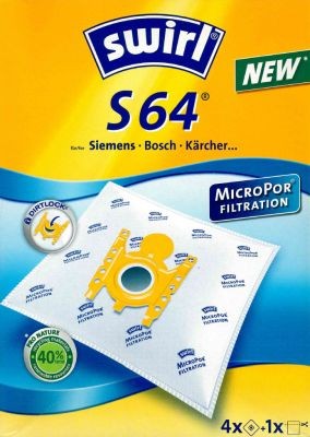 Swirl Staubsaugerbeutel S64 (S66) MicroPor für Siemens, Bosch und Kärcher Staubsauger