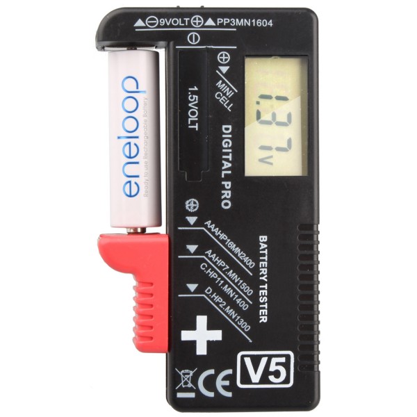 Der LCD Akku- und Batterietester für Ihre Batterien und Akkus AAA, AA, C, D und 9V