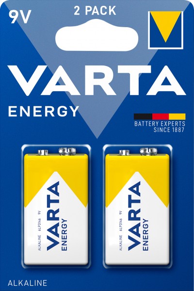Varta Energy Batterie Alkaline, E-Block, 6LR61, 9V 2er Pack