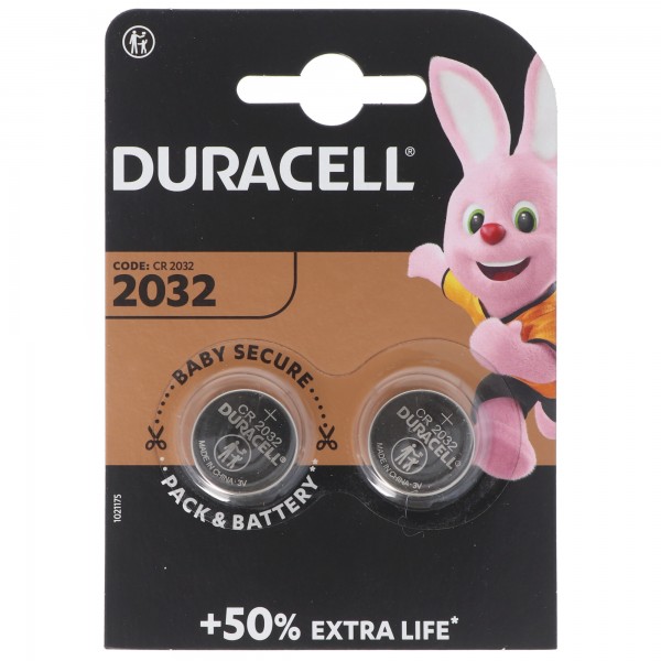 Duracell CR2032 Lithium Batterie 3 Volt mit bis zu 180mAh Kapazität 2er Blister