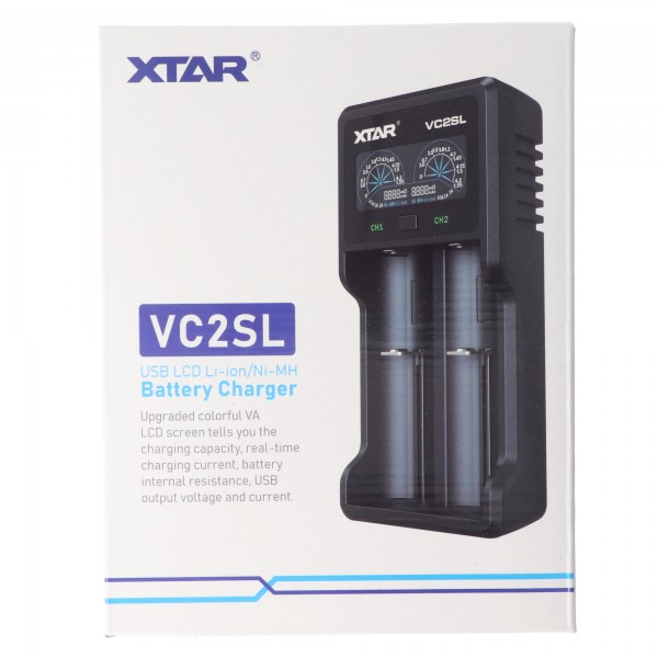 Xtar VC2SL Schnell-Ladegerät für Li-ion 3,6V bis 3,7V und NiMH 1,2V Akku, ohne Netzteil