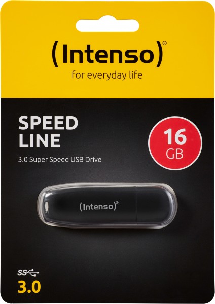 Intenso USB 3.0 Stick 16GB, Speed Line, schwarz Typ-A, (R) 70MB/s, Retail-Blister