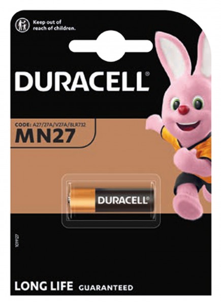 Duracell MN27, LR27 A Alkaline Batterie, 12 Volt, Abmessungen 28,8 x 8 mm