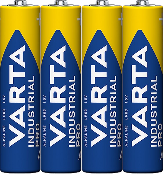 Varta Batterie Alkaline, Micro, AAA, LR03, 1.5V Industrial Pro, Shrinkwrap (4-Pack)